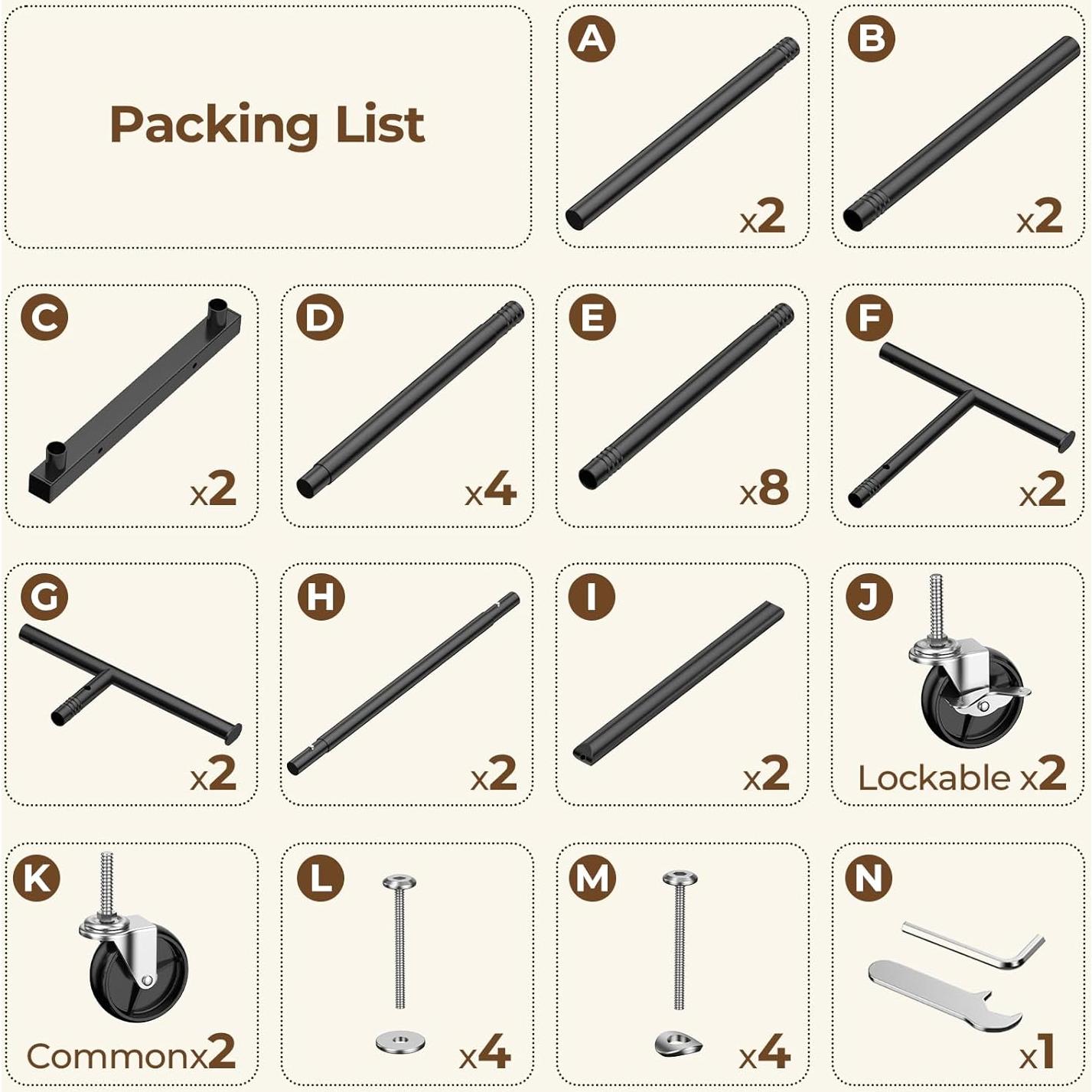 Perchero Rodante Doble Barra HYSEYY Metal Negro 95.25 kg