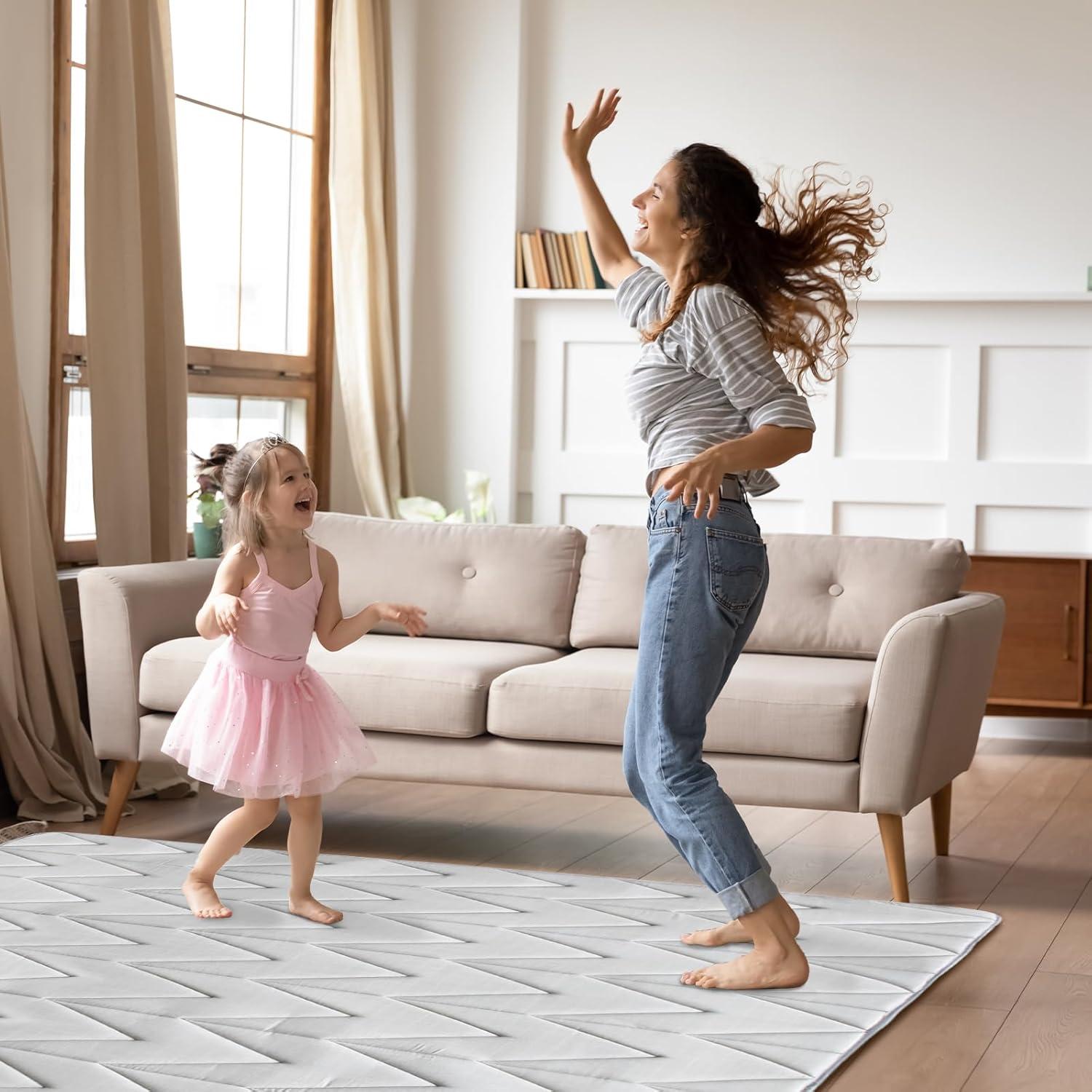 Alfombra de Juego Biloban 180x150 cm Antideslizante Gris