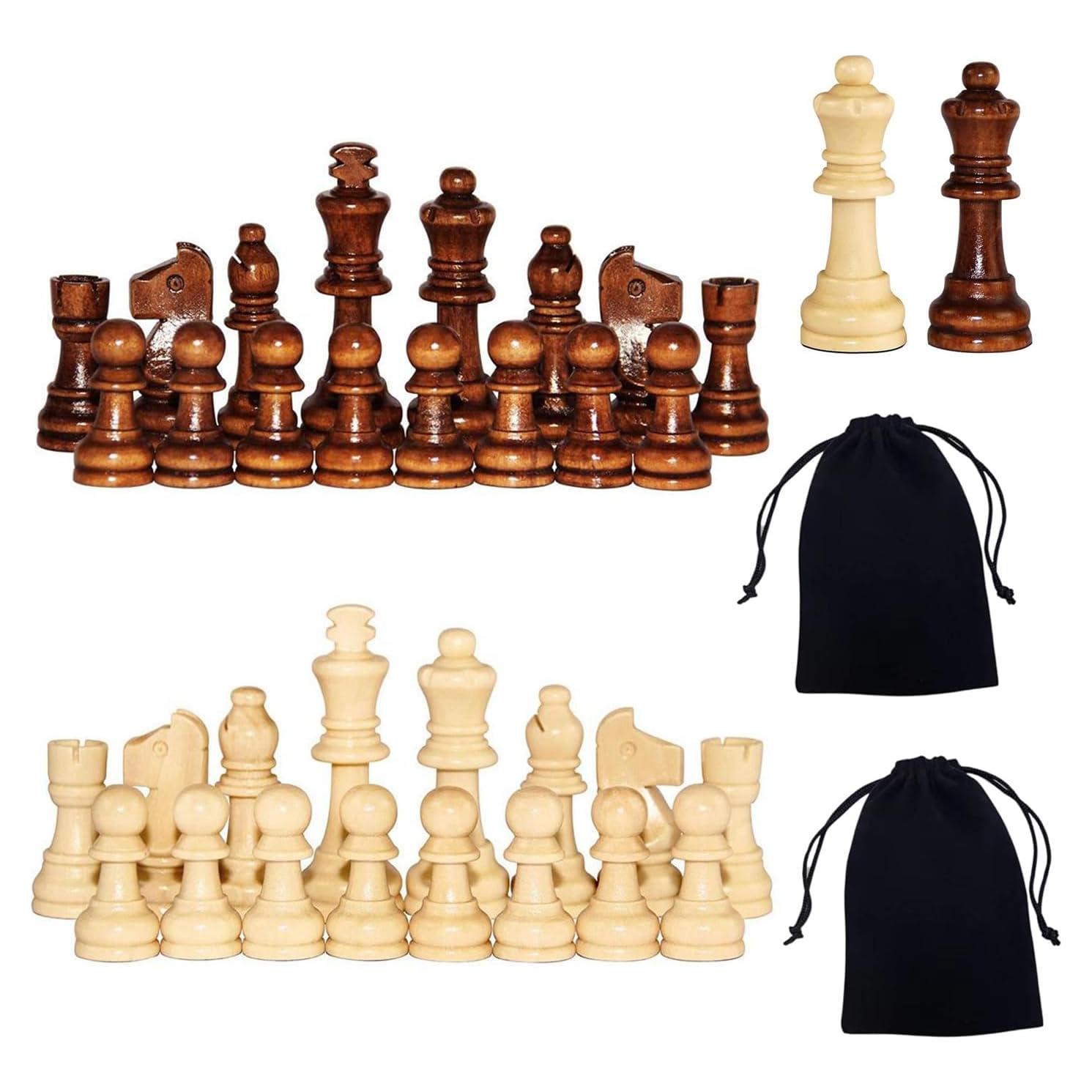 Piezas de Ajedrez de Madera Baspoom 7,62 cm con Bolsa