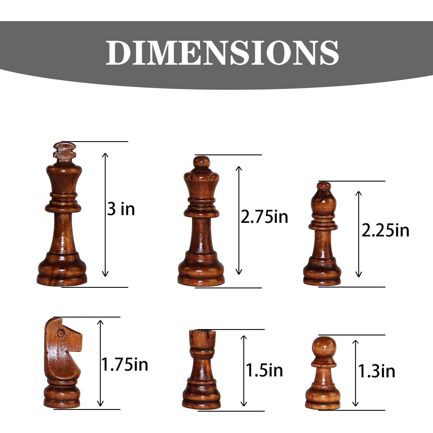 Piezas de Ajedrez de Madera Baspoom 7,62 cm con Bolsa