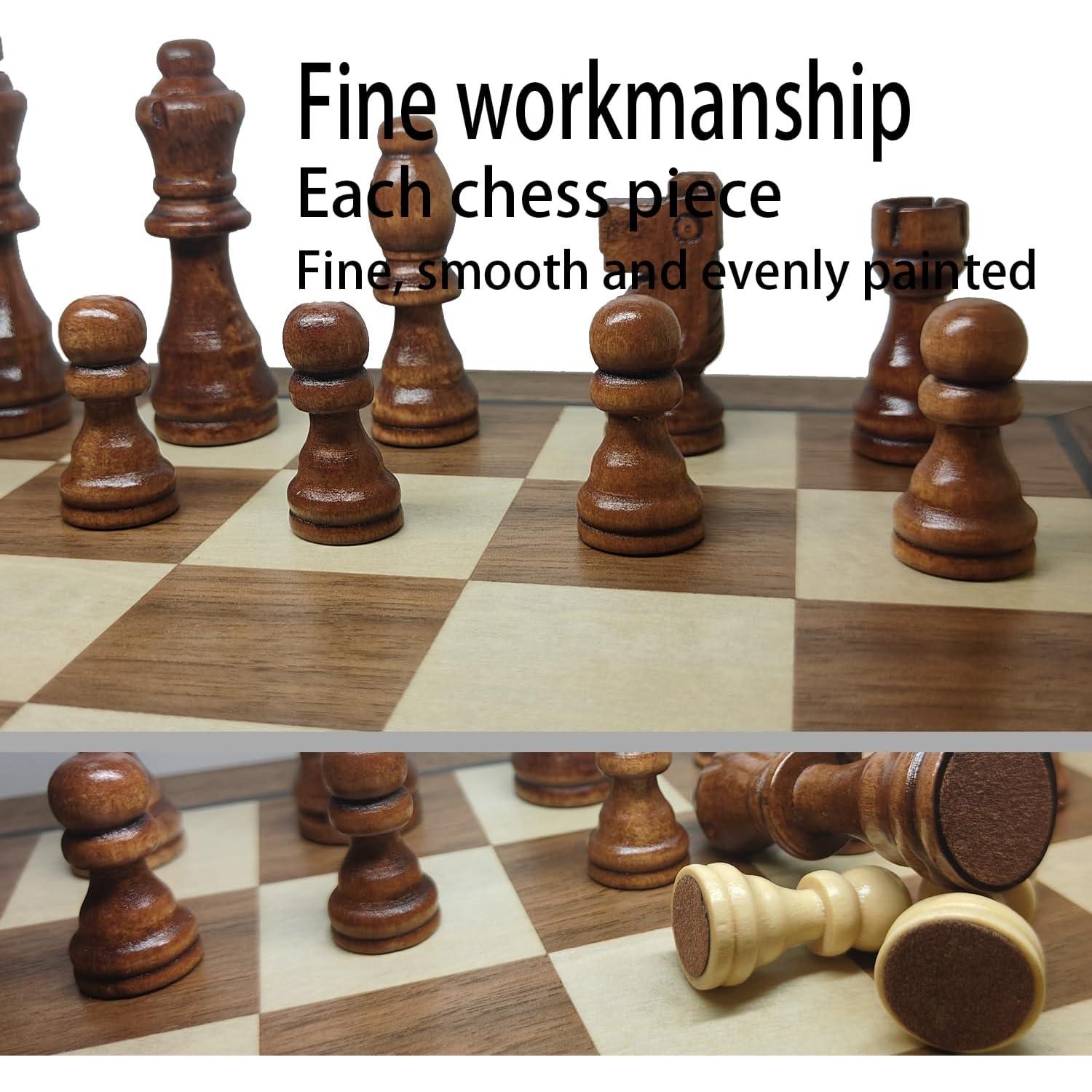 Piezas de Ajedrez de Madera Baspoom 7,62 cm con Bolsa