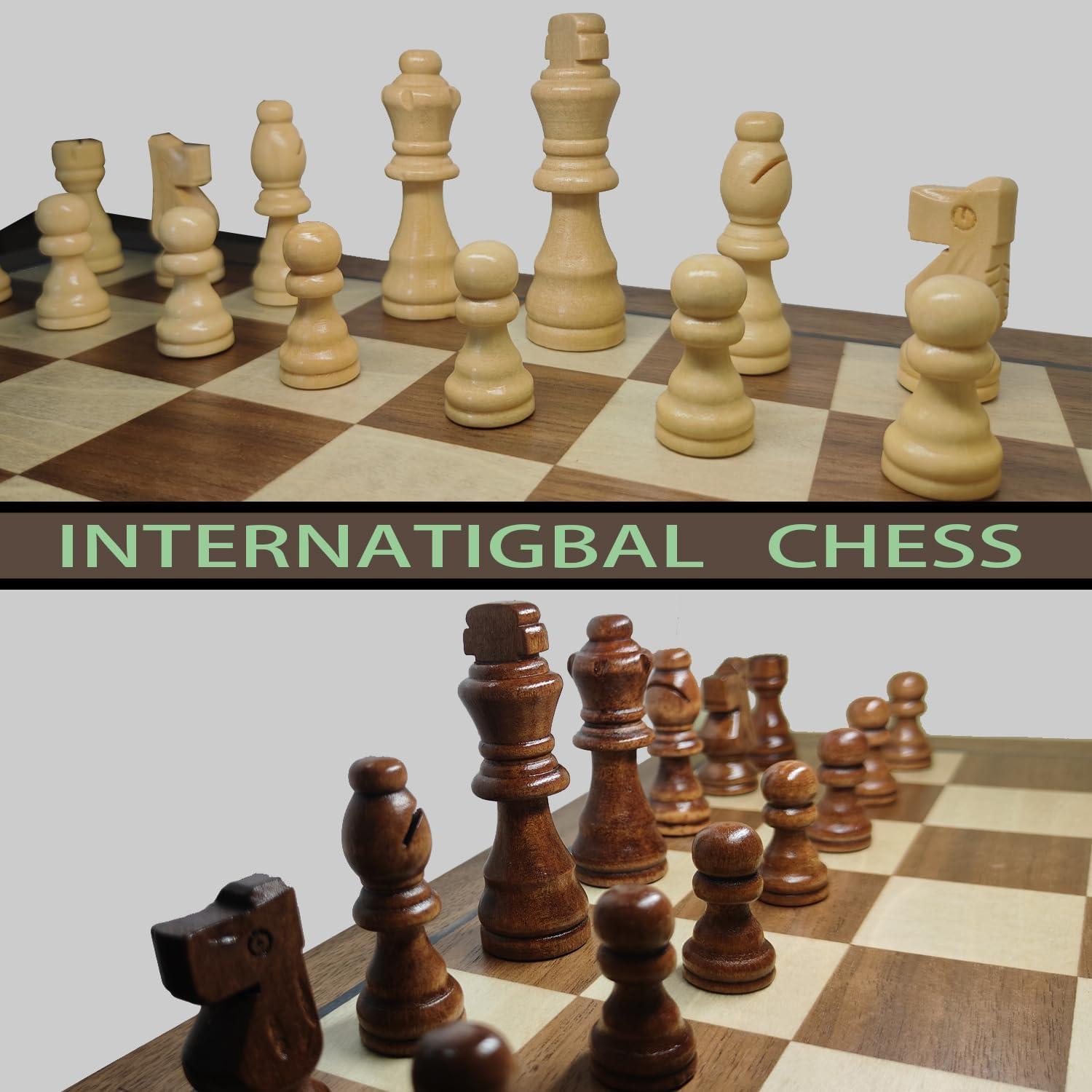 Piezas de Ajedrez de Madera Baspoom 7,62 cm con Bolsa