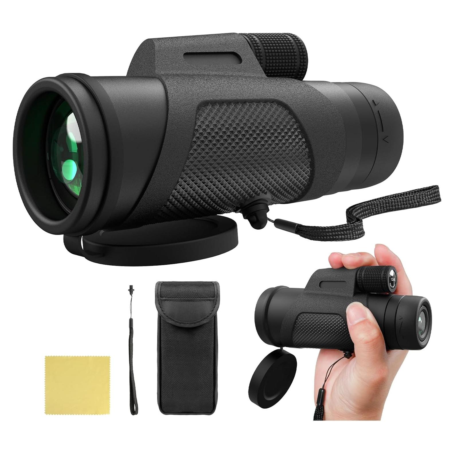 Telescopio Monocular 12x42 AMITHER Compacto HD para Aves