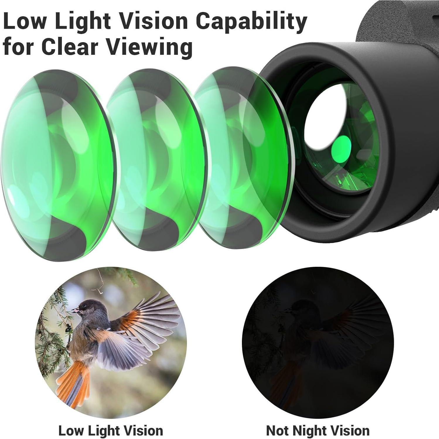 Telescopio Monocular 12x42 AMITHER Compacto HD para Aves