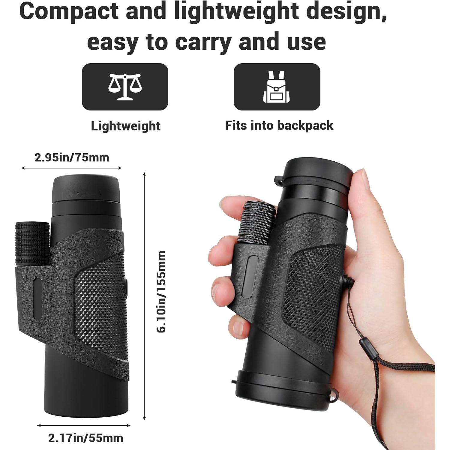 Telescopio Monocular 12x42 AMITHER Compacto HD para Aves