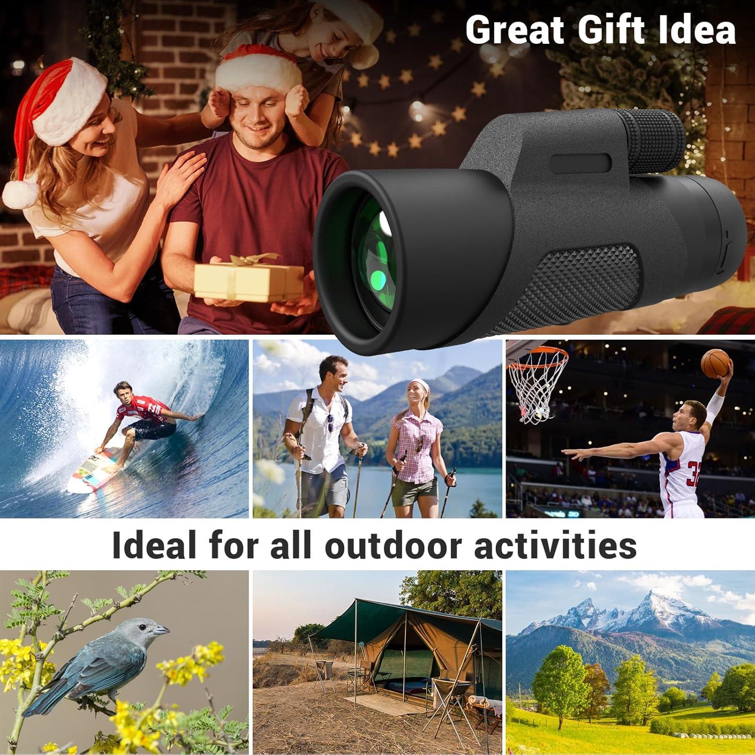 Telescopio Monocular 12x42 AMITHER Compacto HD para Aves