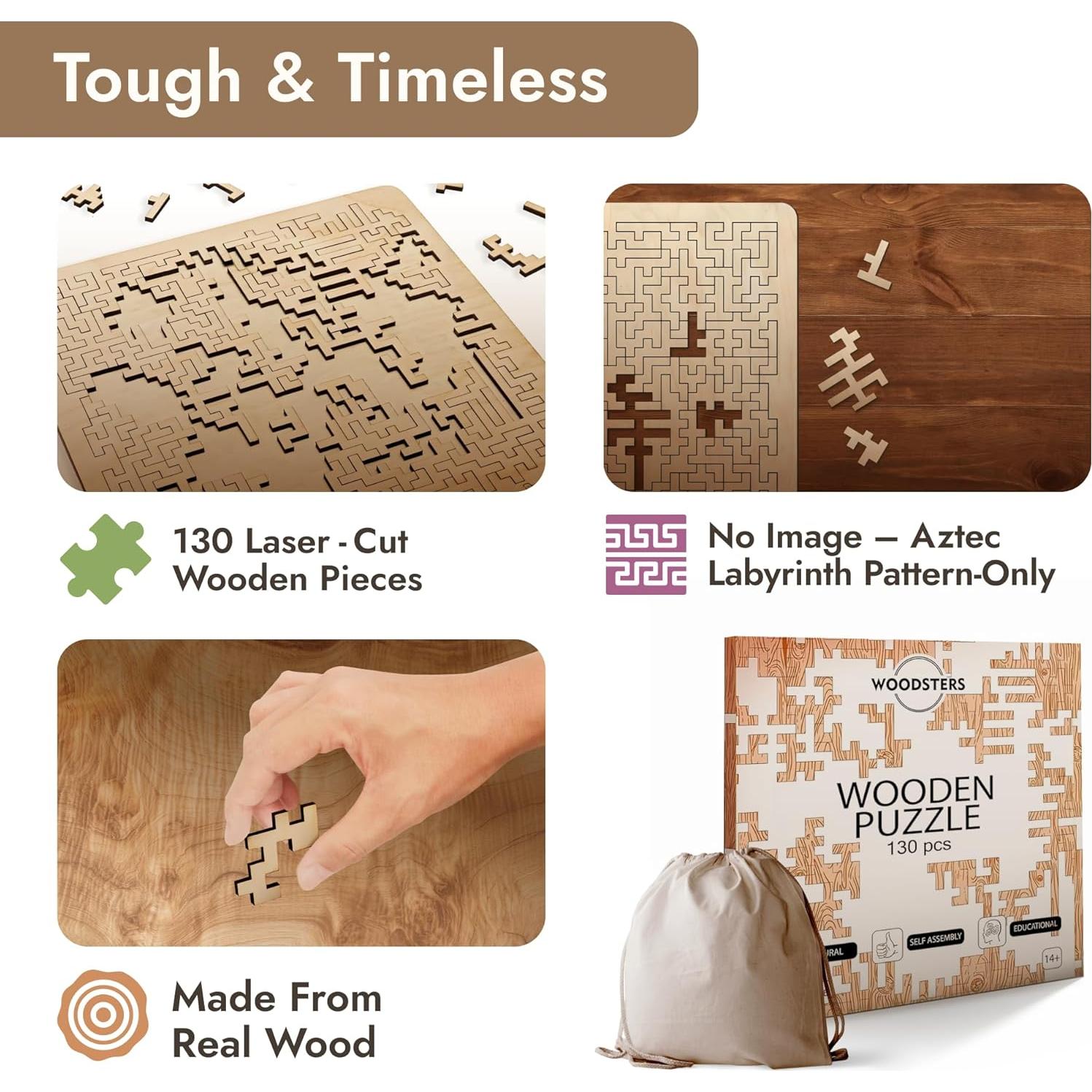 Rompecabezas de Madera Laberinto Azteca WOODSTERS 130 Piezas