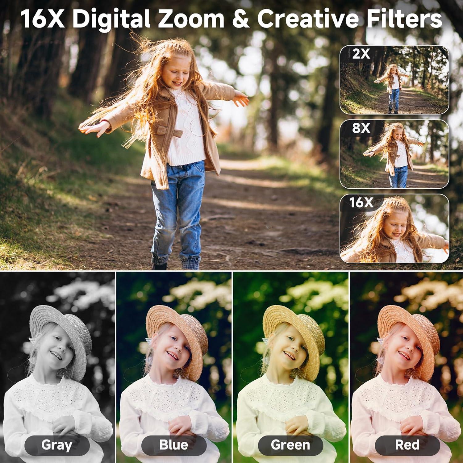 Cámara Digital Compacta Ceye 44MP 4K para Niños con SD 64GB