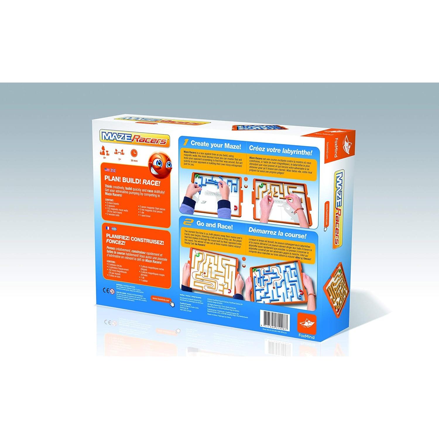 FoxMind Games: Maze Racers, Exciting Building and Racing Board Game, Competitive Gameplay, 2 to 4 Players, Small Parts Included, For Ages 8 and up