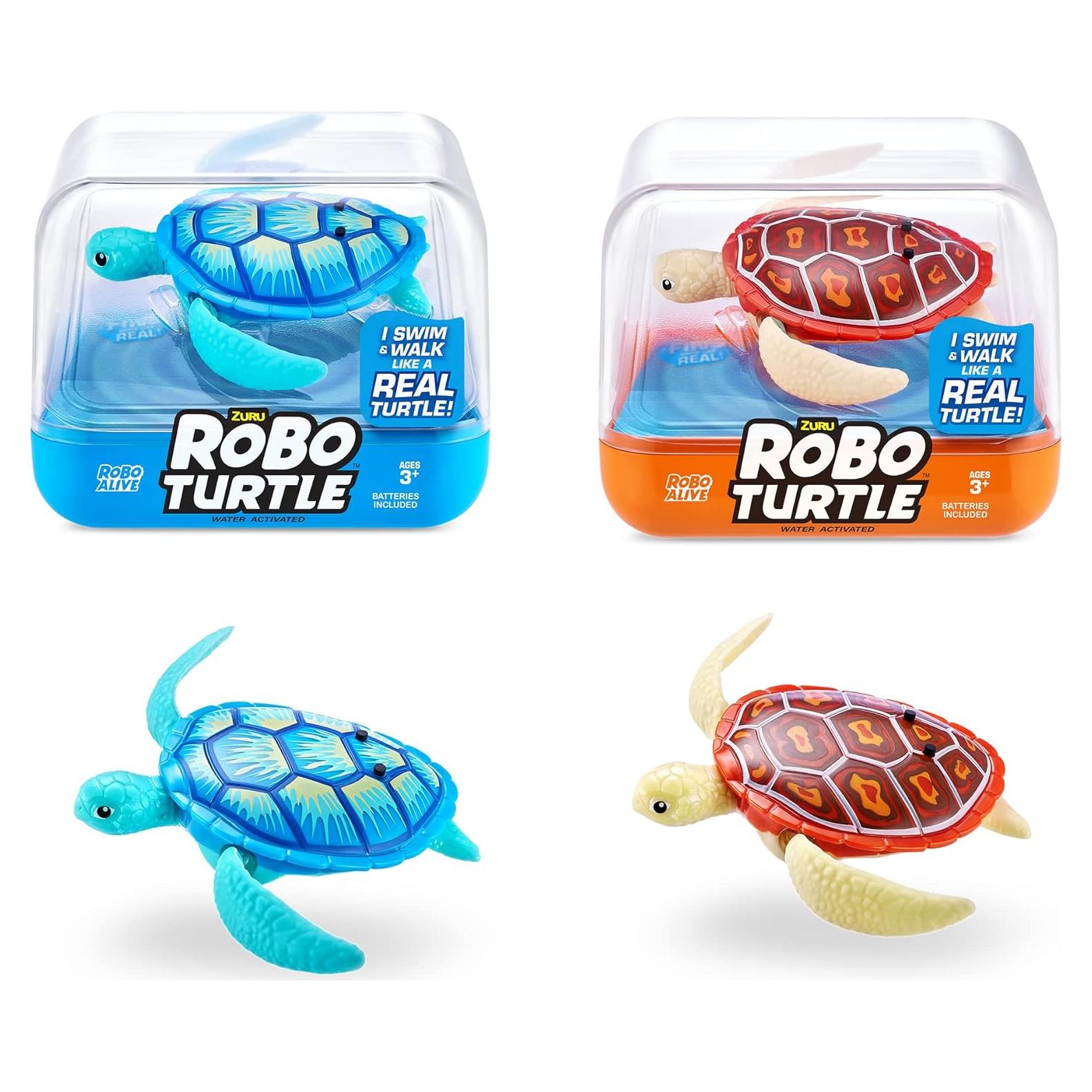 Tortuga Robótica ZURU Nadadora Naranja y Azul Activada por Agua