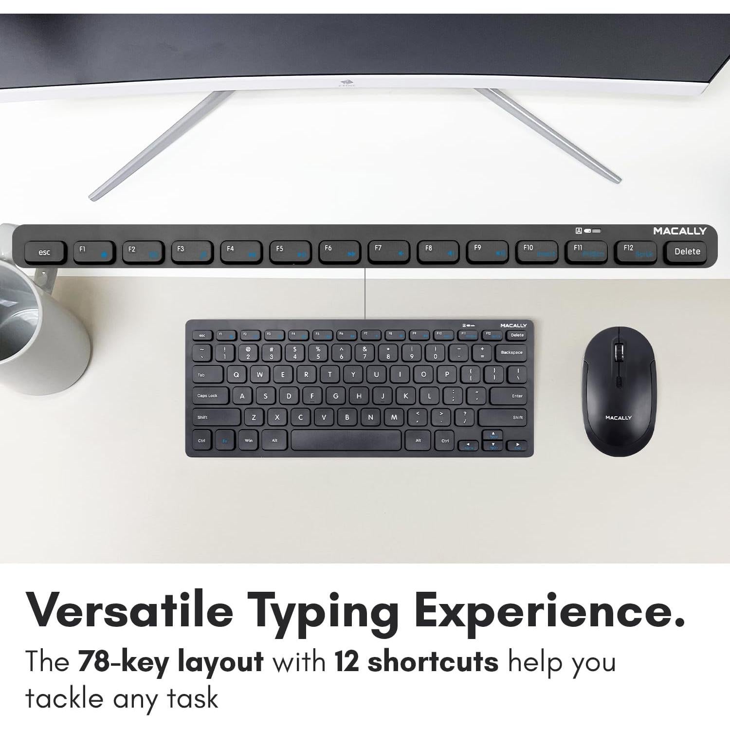 Combo Teclado y Ratón Inalámbrico Macally Mini 2.4G - 78 Teclas