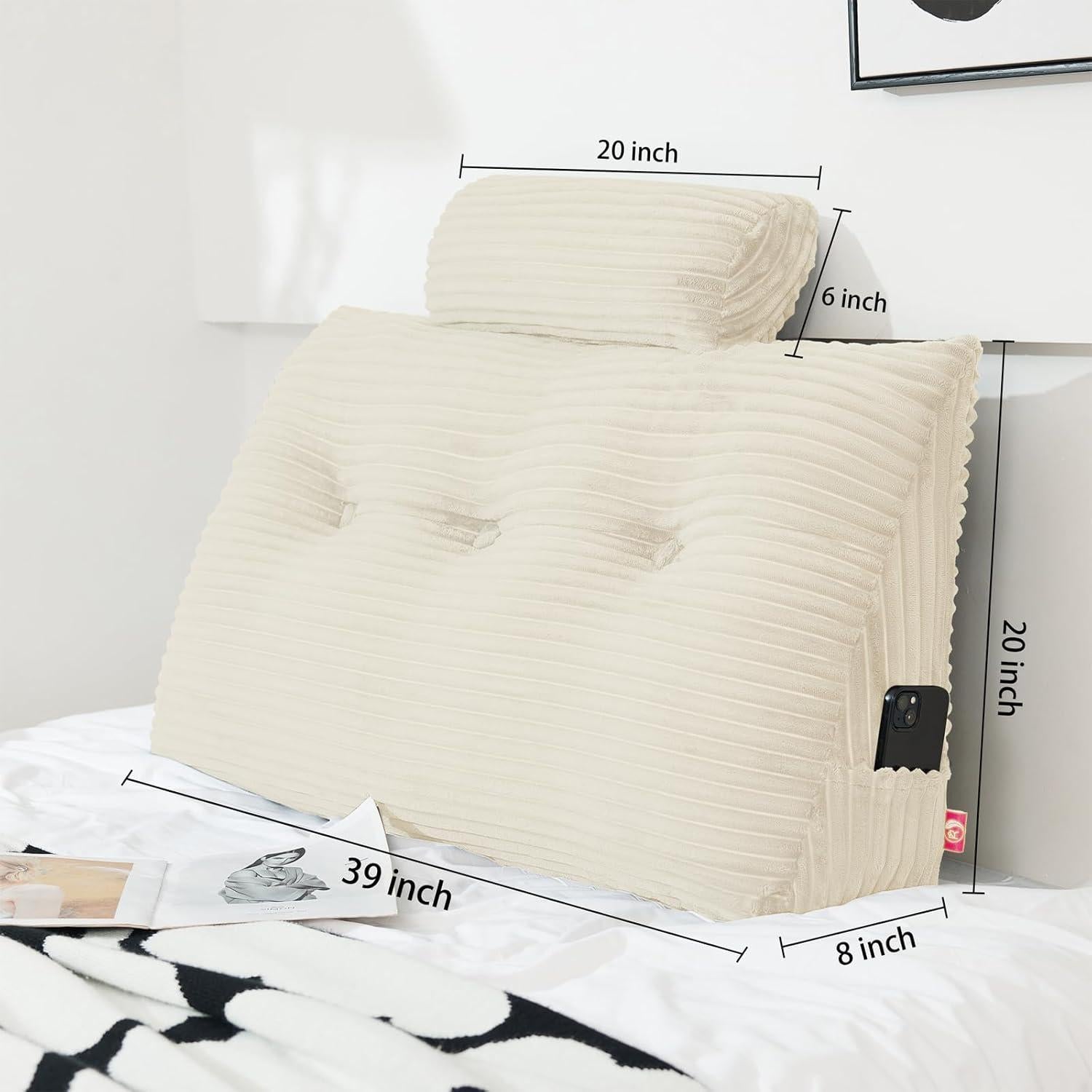 Cojín de Respaldo Cuña Rycwola HP6688 Beige 99x20x51 cm