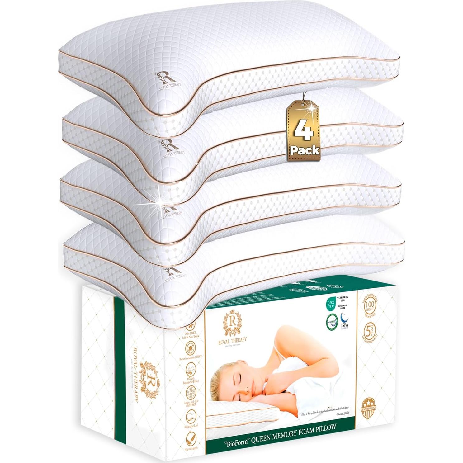 Almohadas King Royal Therapy 4-Pack Espuma Viscoelástica
