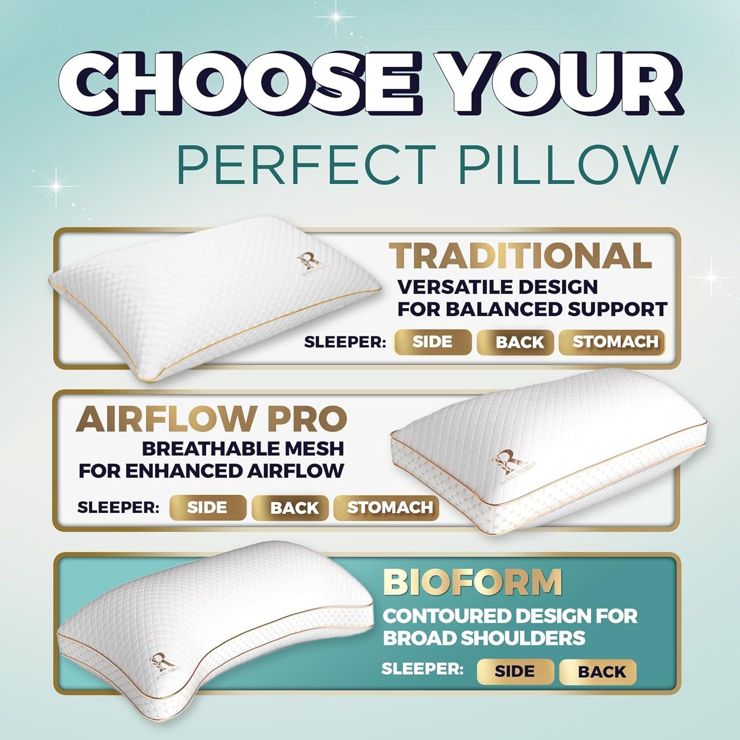 Almohadas de Espuma con Memoria Royal Therapy Reina 2-Pack