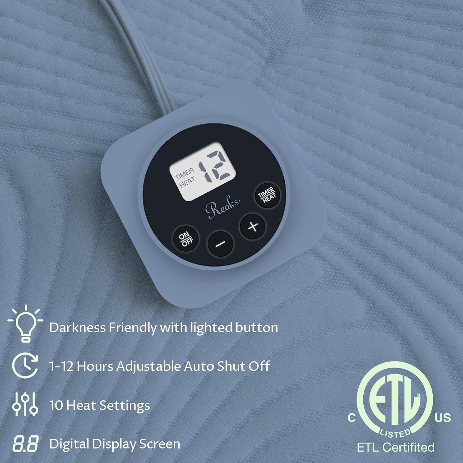 Almohadilla Térmica Eléctrica Reaks Mini Twin 10 Niveles Calor