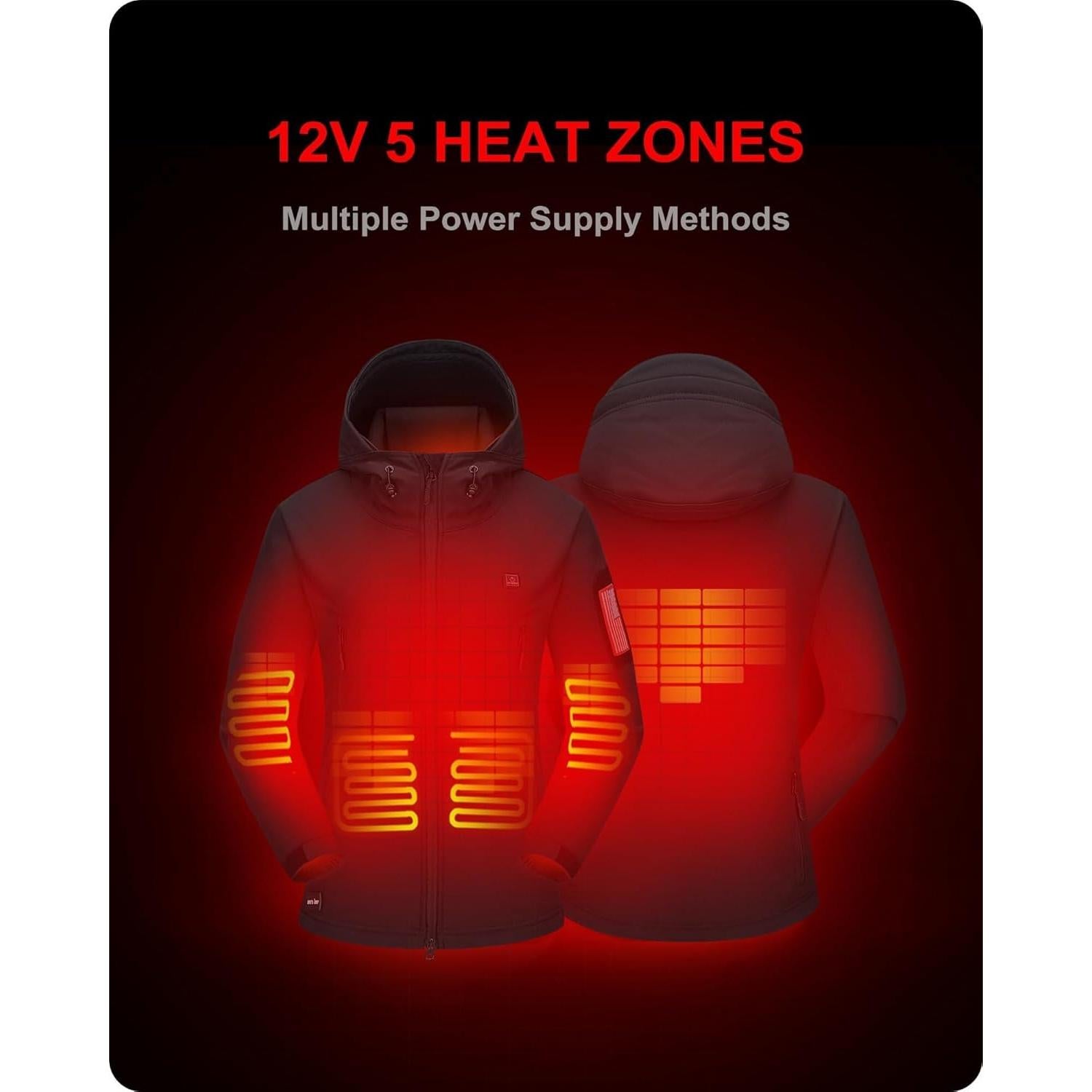 Chaqueta Térmica DEWBU para Mujeres 12V 5 Zonas Calentamiento