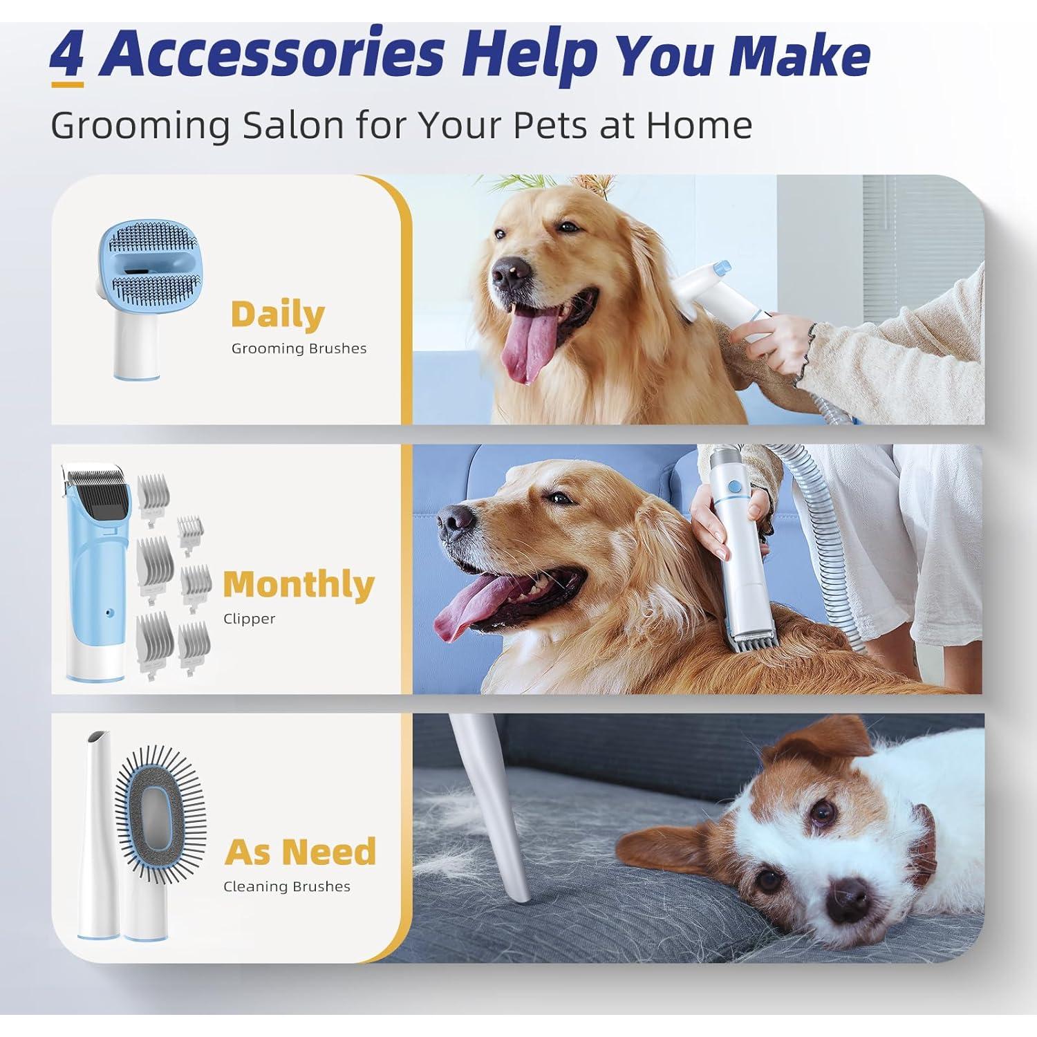 Kit de Aseo para Perros Buenkee con Aspiradora y Cortadora