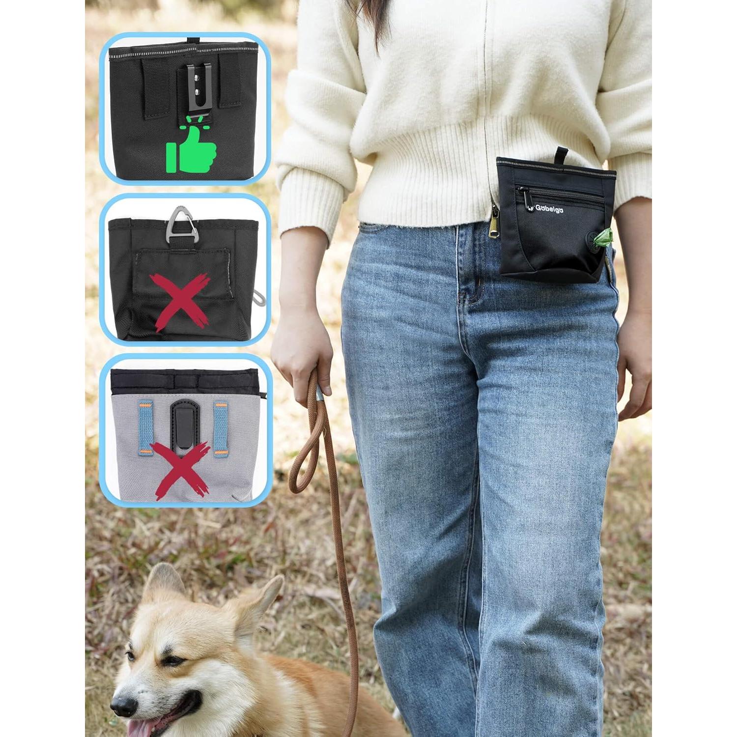 Bolsa de golosinas para perros Gobeigo con clicker y cierres magnéticos