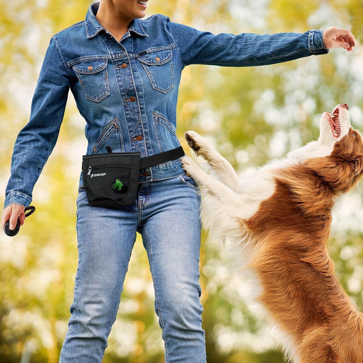 Bolsa de golosinas para perros Gobeigo con clicker y cierres magnéticos