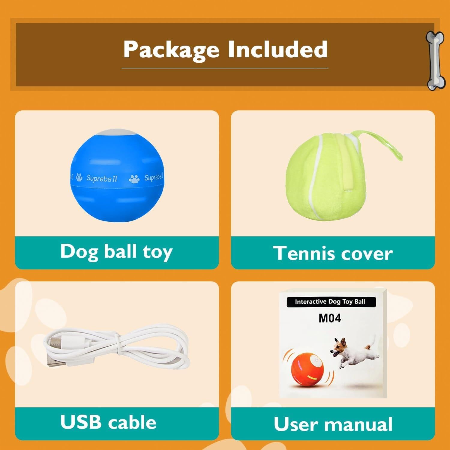 Pelota Interactiva para Perros PetDroid M04, Recargable USB