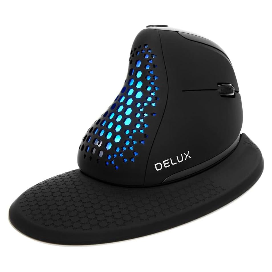 Ratón Vertical Ergonómico Inalámbrico DELUX M618XSD Negro 4000DPI