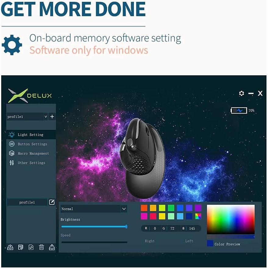 Ratón Vertical Ergonómico Inalámbrico DELUX M618XSD Negro 4000DPI