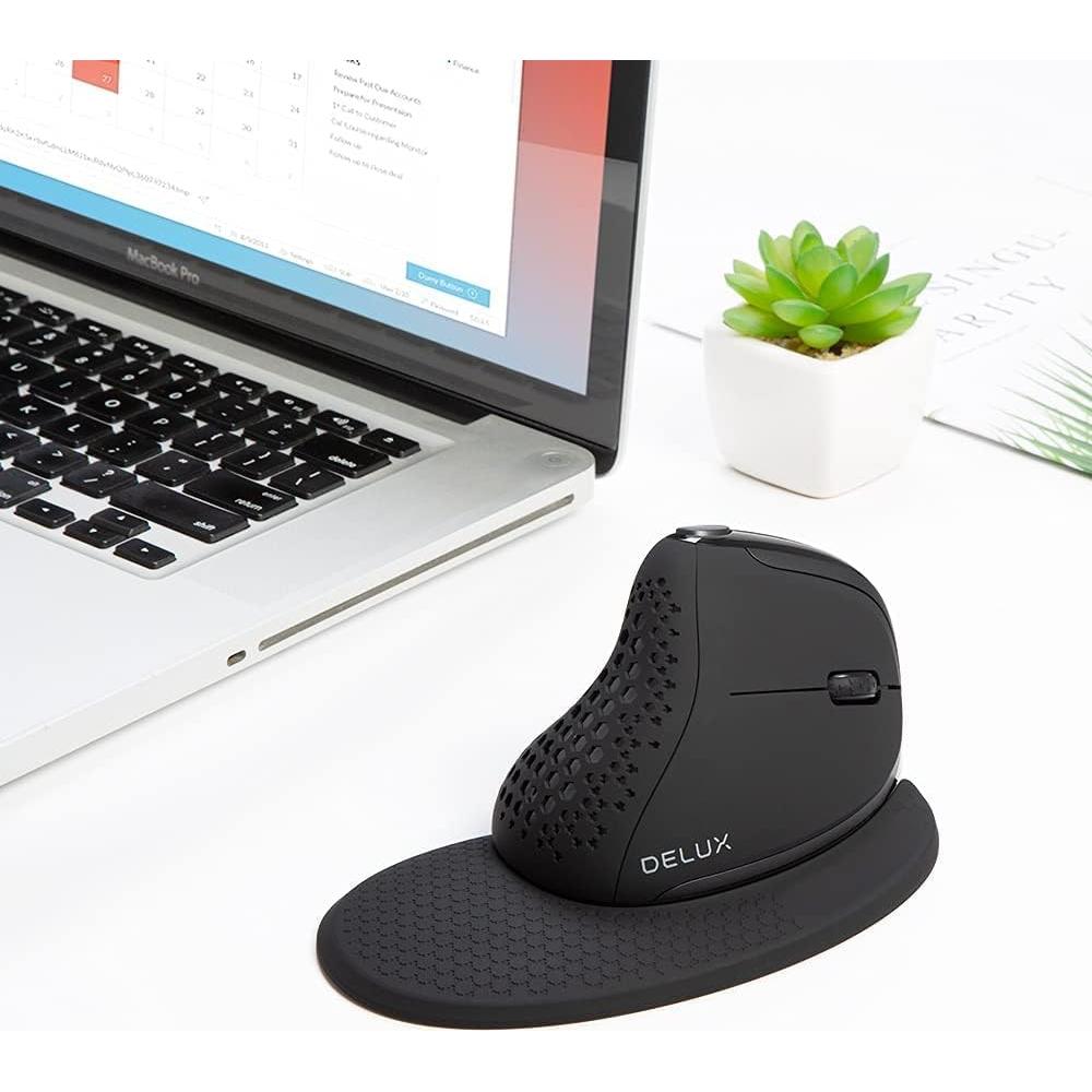 Ratón Vertical Ergonómico Inalámbrico DELUX M618XSD Negro 4000DPI