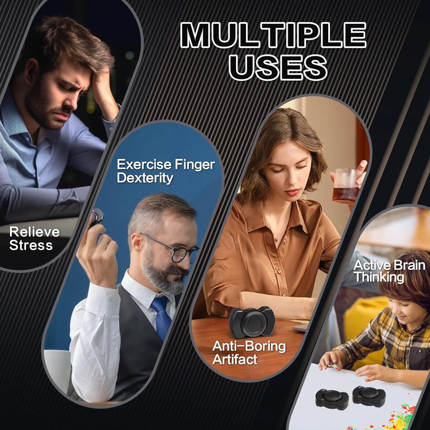 Juguete Antiestrés 3-en-1 D.G.PLAYER Negro - Spinner, Deslizador y Clicker