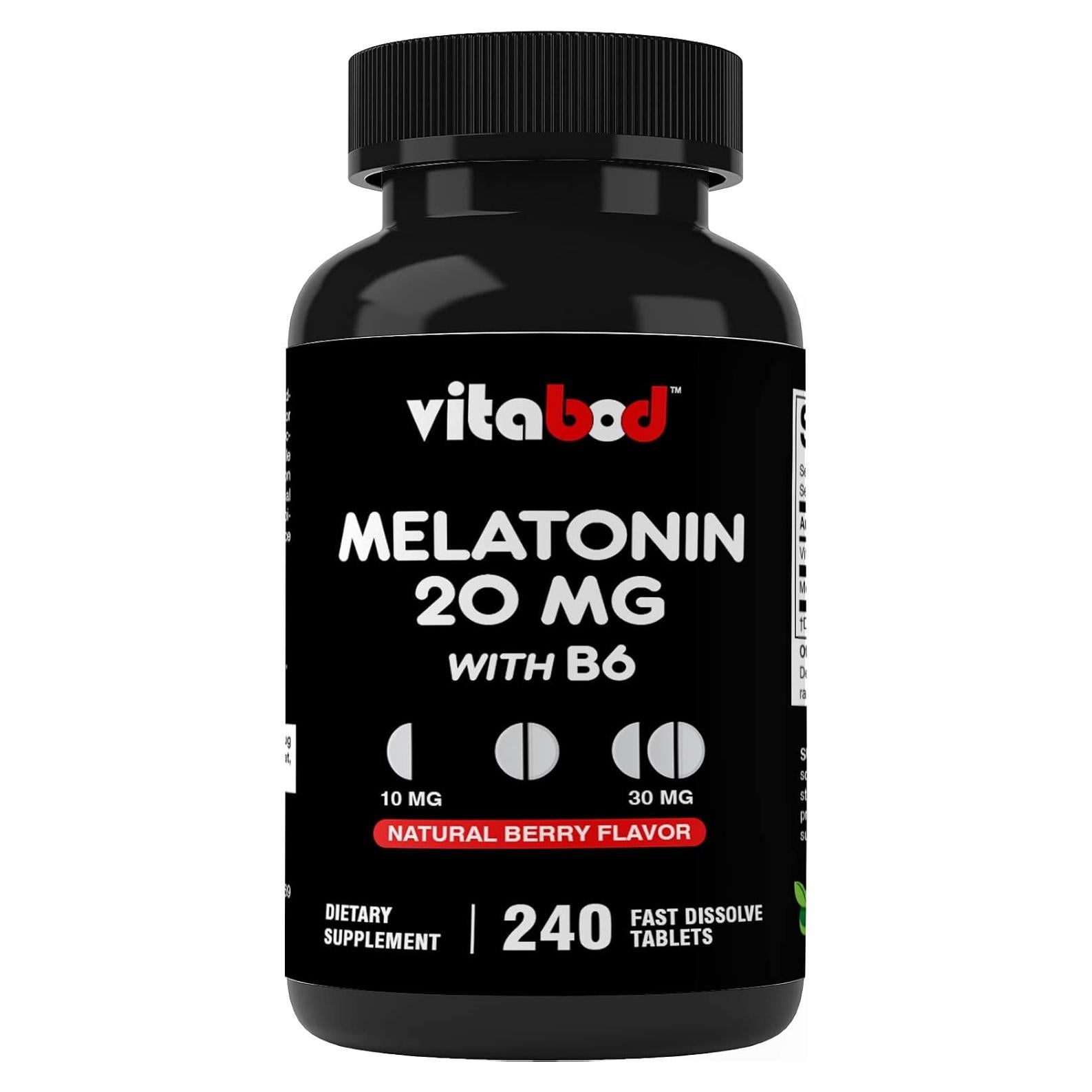 Melatonina 20 mg Vitabod - 240 Tabletas Rápidas Sabor Baya