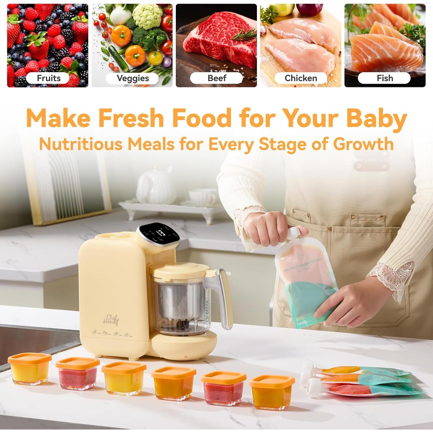 Procesador de Alimentos para Bebés Chefhandy 5 en 1 Amarillo