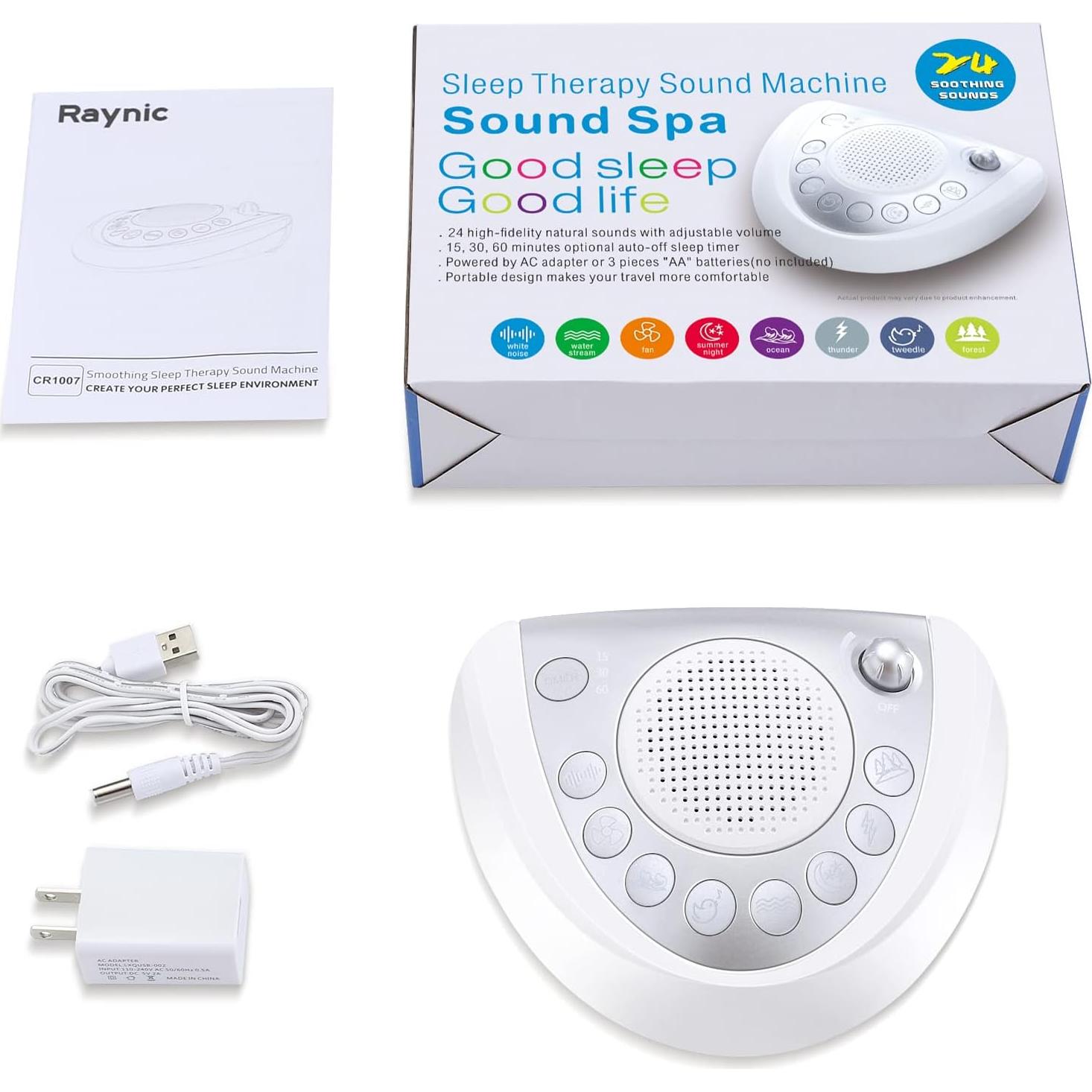 Máquina de Ruido Blanco Raynic 24 Sonidos Naturales Plata