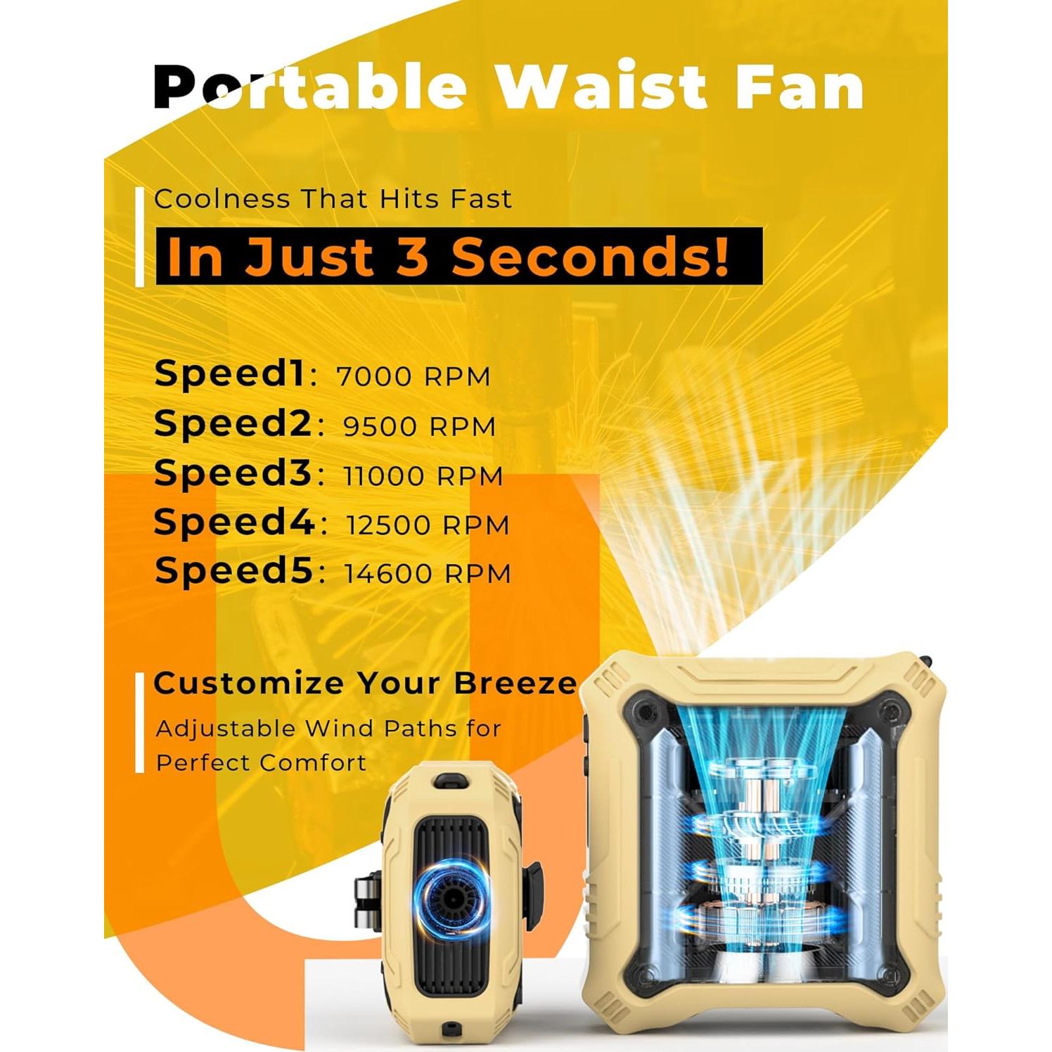 Ventilador Portátil Recargable 8000mAh Doble Cara Beige