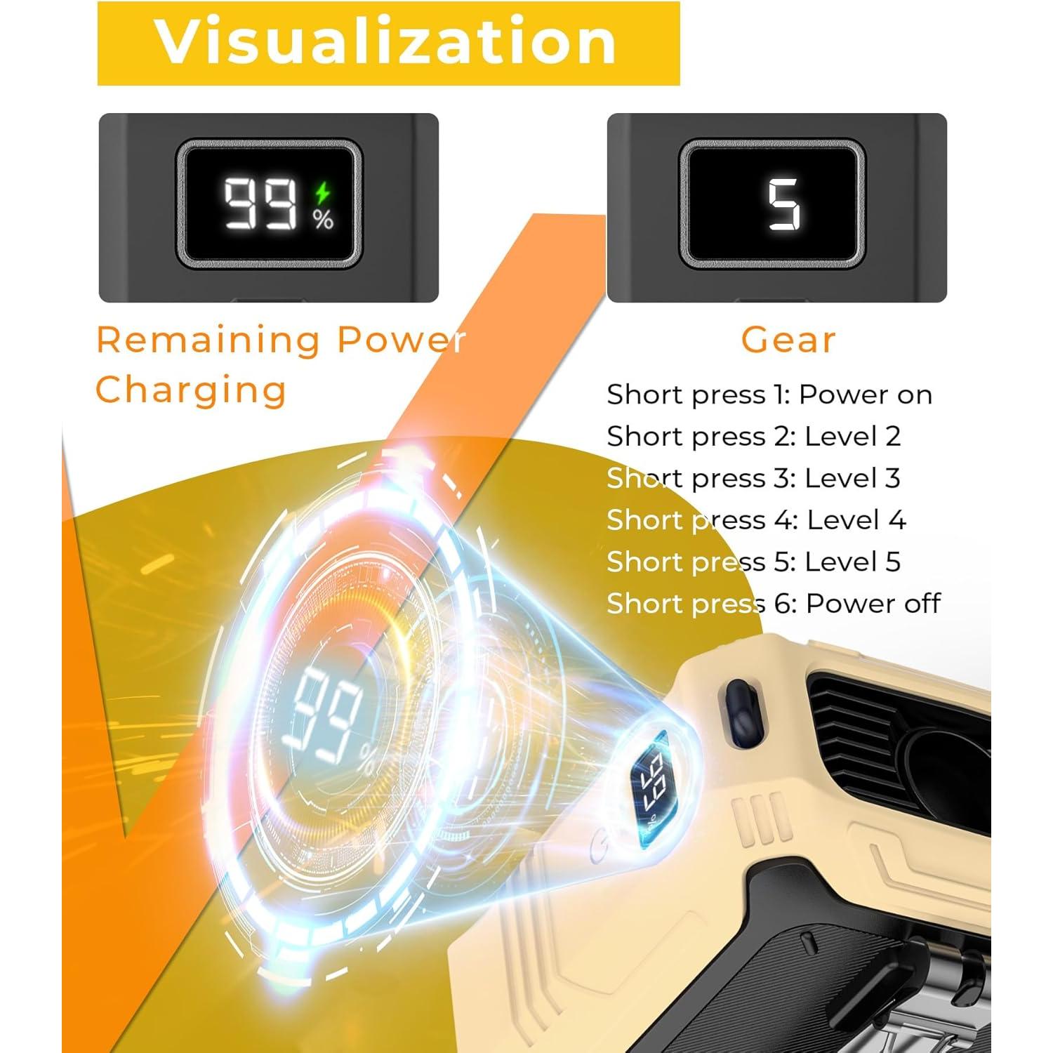 Ventilador Portátil Recargable 8000mAh Doble Cara Beige