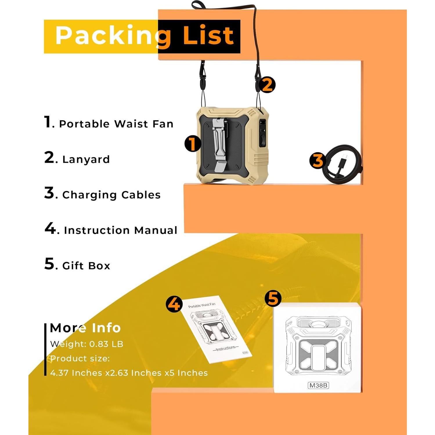 Ventilador Portátil Recargable 8000mAh Doble Cara Beige