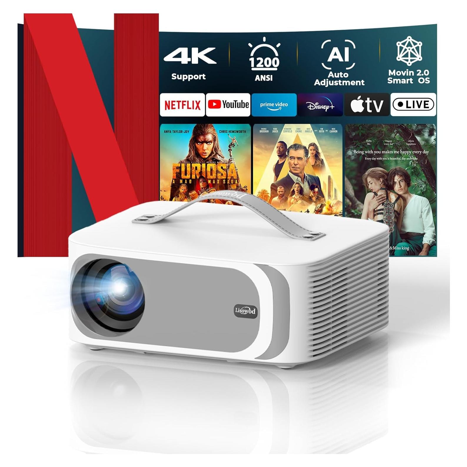 Proyector 4K Lisowod L61 Pro con WiFi 6 y Bluetooth 5.2