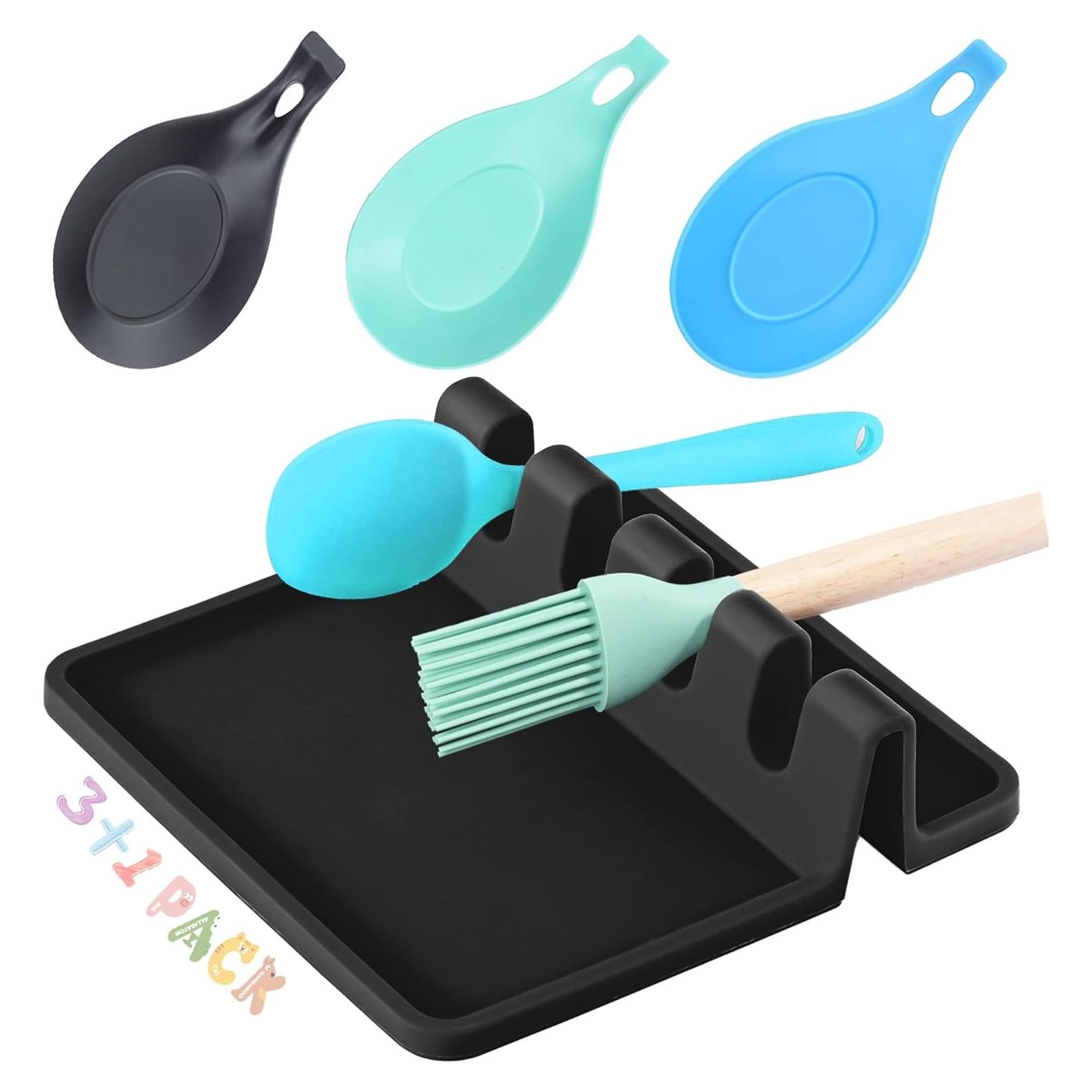 Soporte de Cuchara de Silicona HORNYPOT 4 Piezas Negro