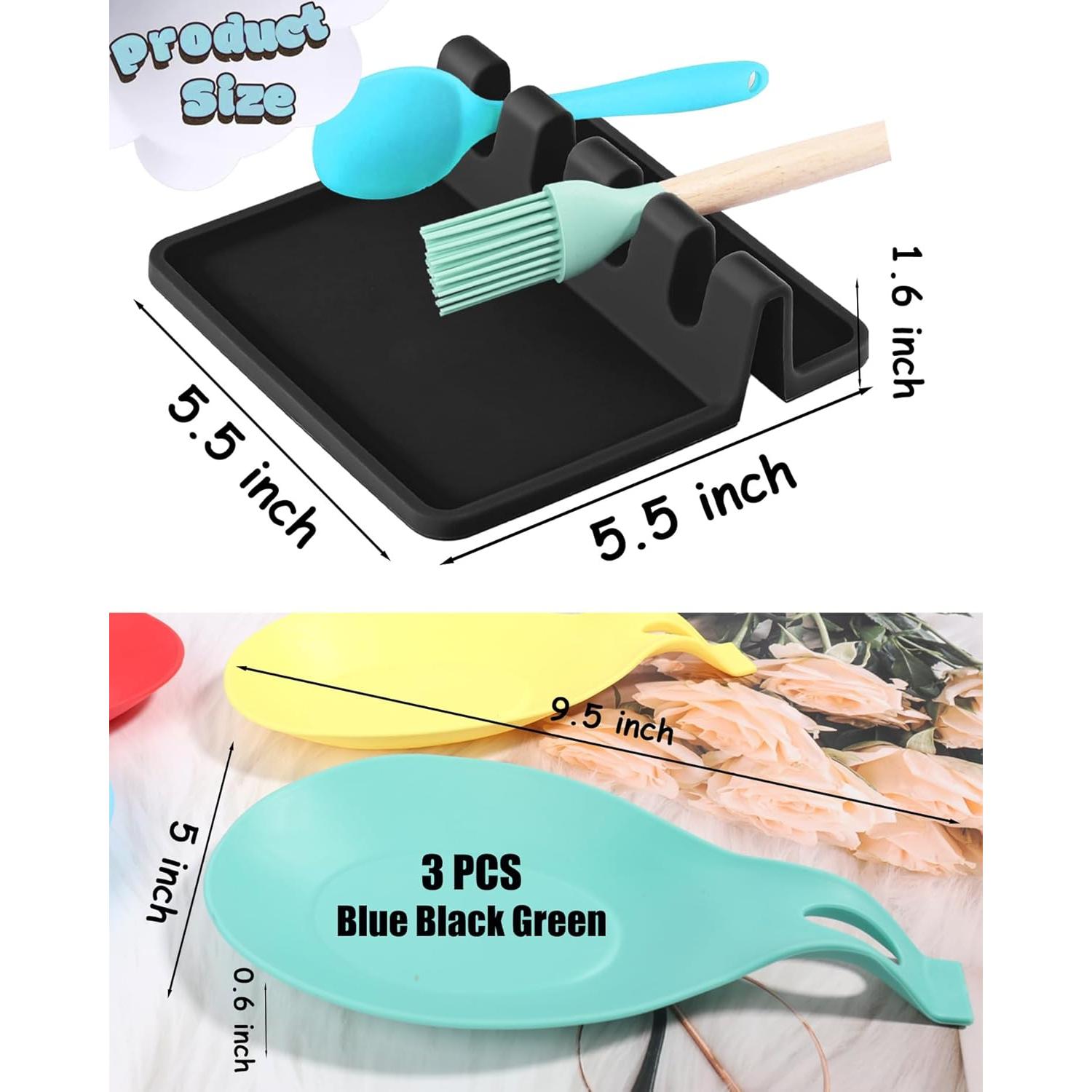 Soporte de Cuchara de Silicona HORNYPOT 4 Piezas Negro