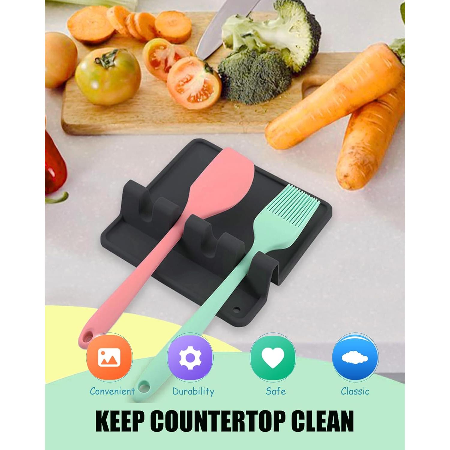 Soporte de Cuchara de Silicona HORNYPOT 4 Piezas Negro