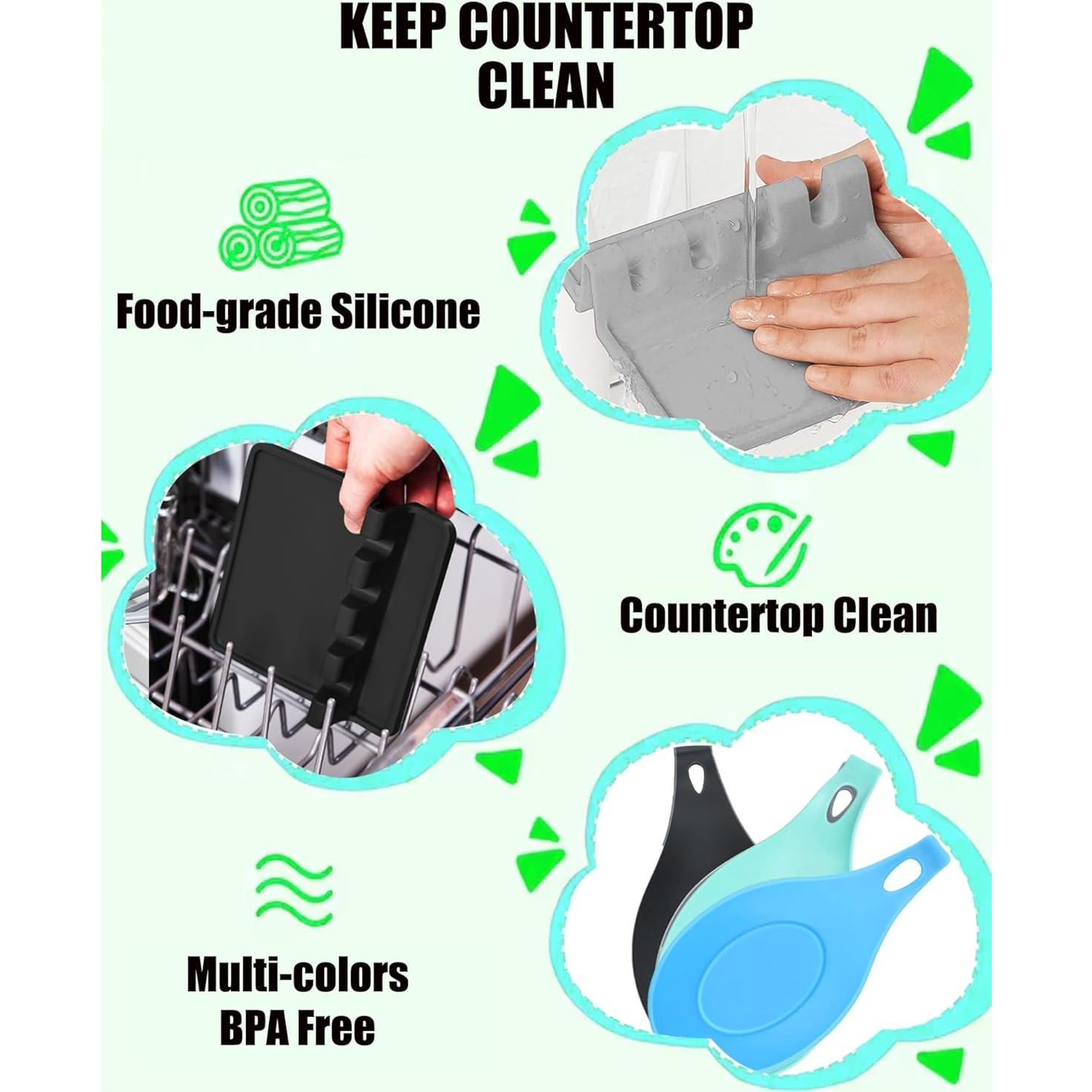 Soporte de Cuchara de Silicona HORNYPOT 4 Piezas Negro