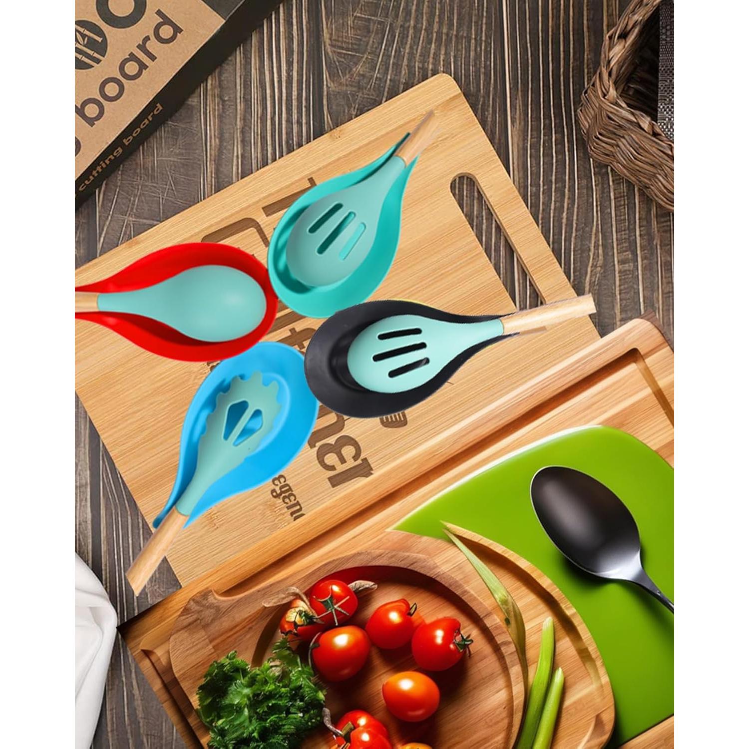 Soporte de Cuchara de Silicona HORNYPOT 4 Piezas Negro