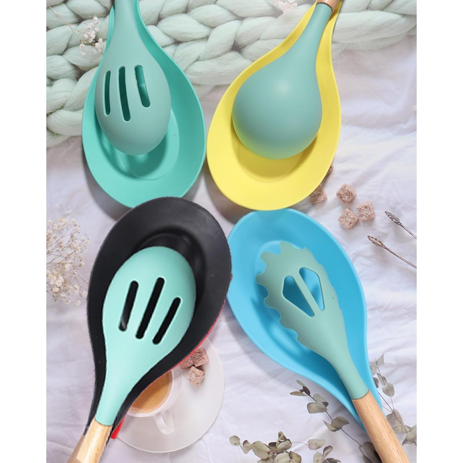 Soporte de Cuchara de Silicona HORNYPOT 4 Piezas Negro