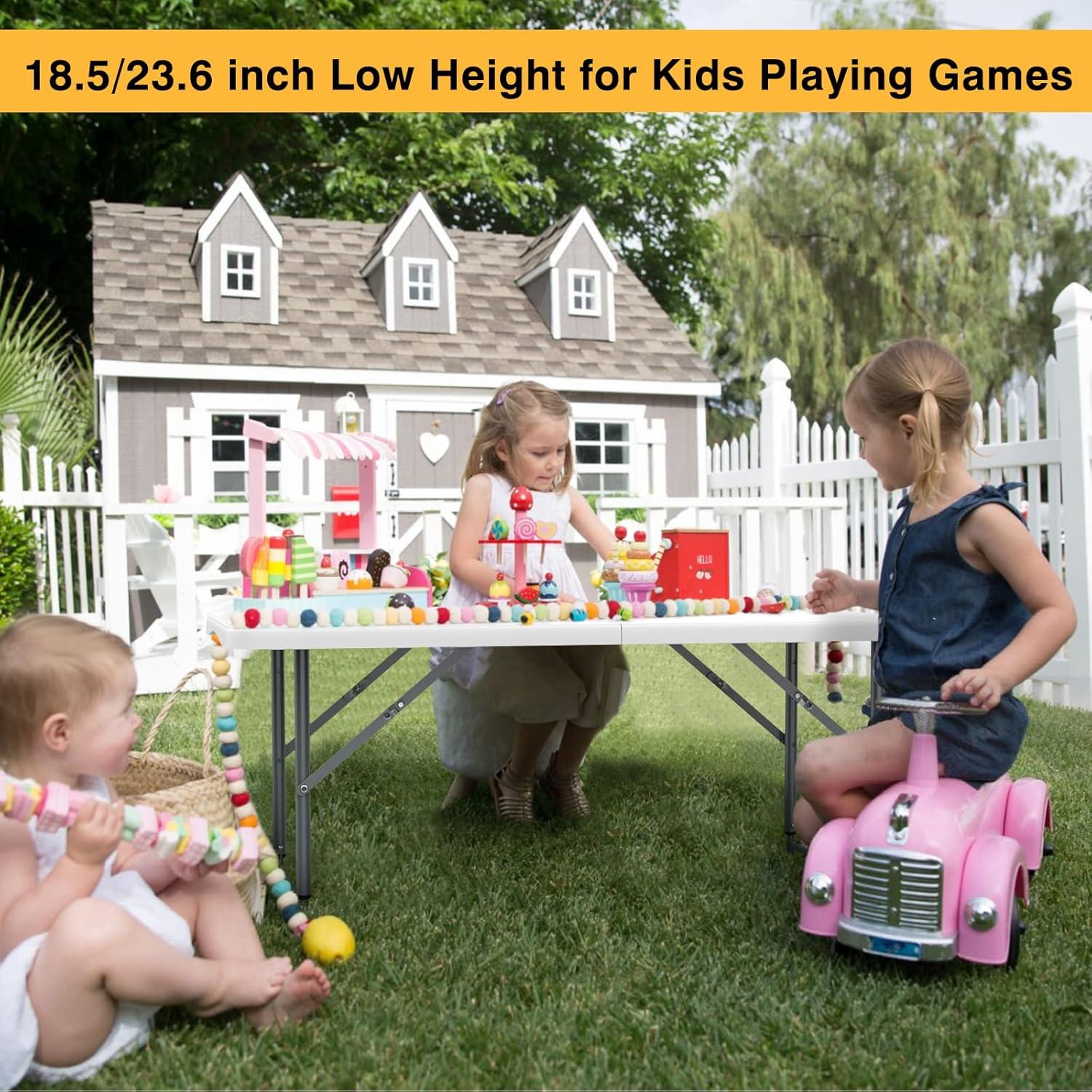 Mesa de Picnic Plegable SKOK 4FT Ajustable 150 kg Blanca