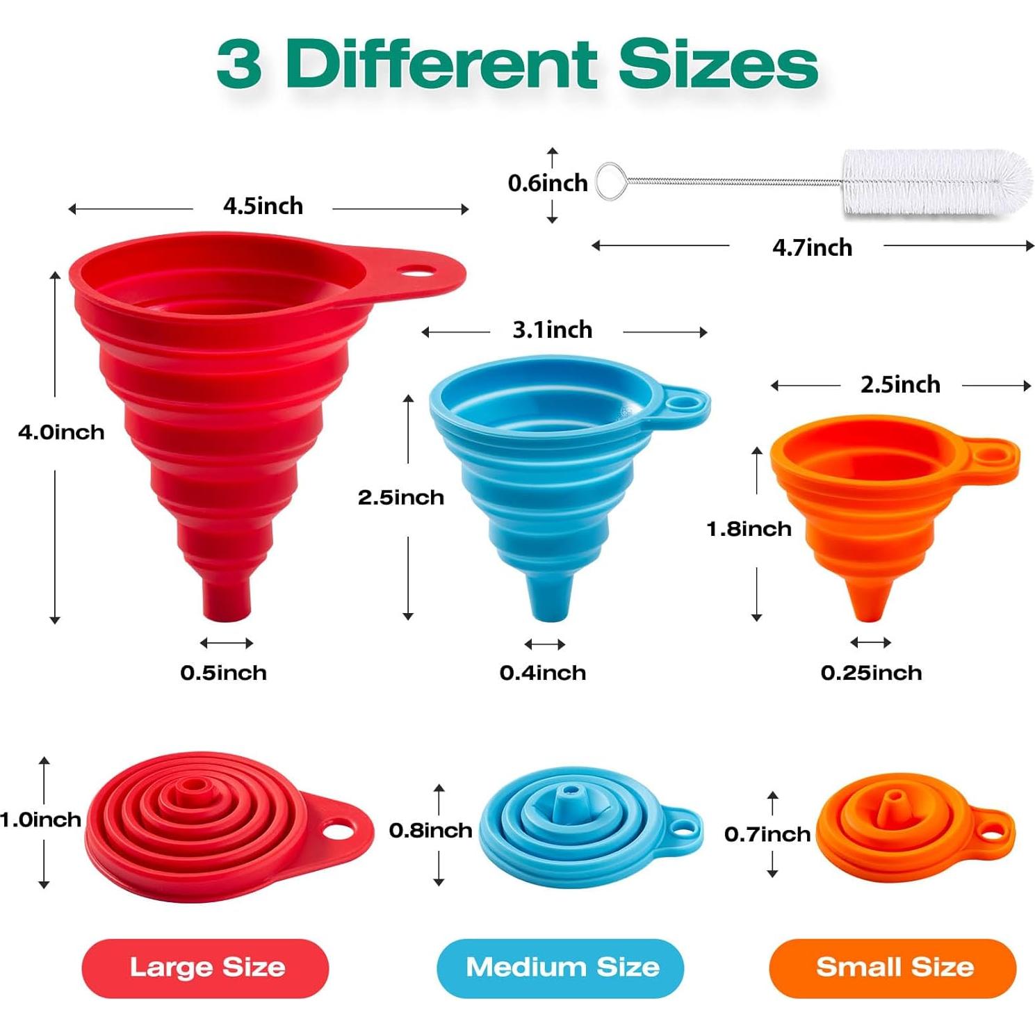 Juego de 6 Embudos de Silicona KALAVE Plegables Multicolor