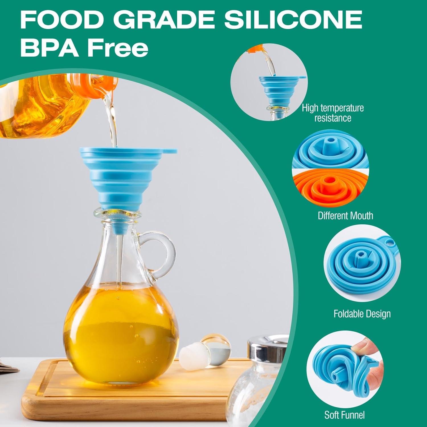 Juego de 6 Embudos de Silicona KALAVE Plegables Multicolor