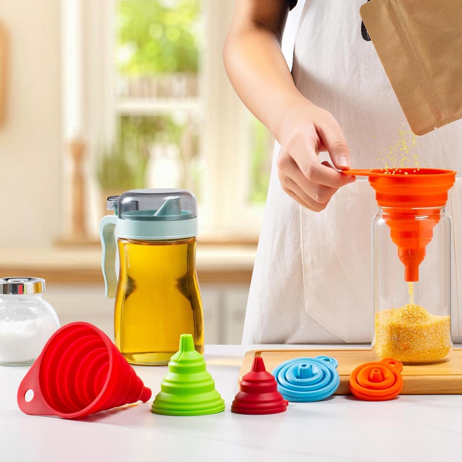 Juego de 6 Embudos de Silicona KALAVE Plegables Multicolor