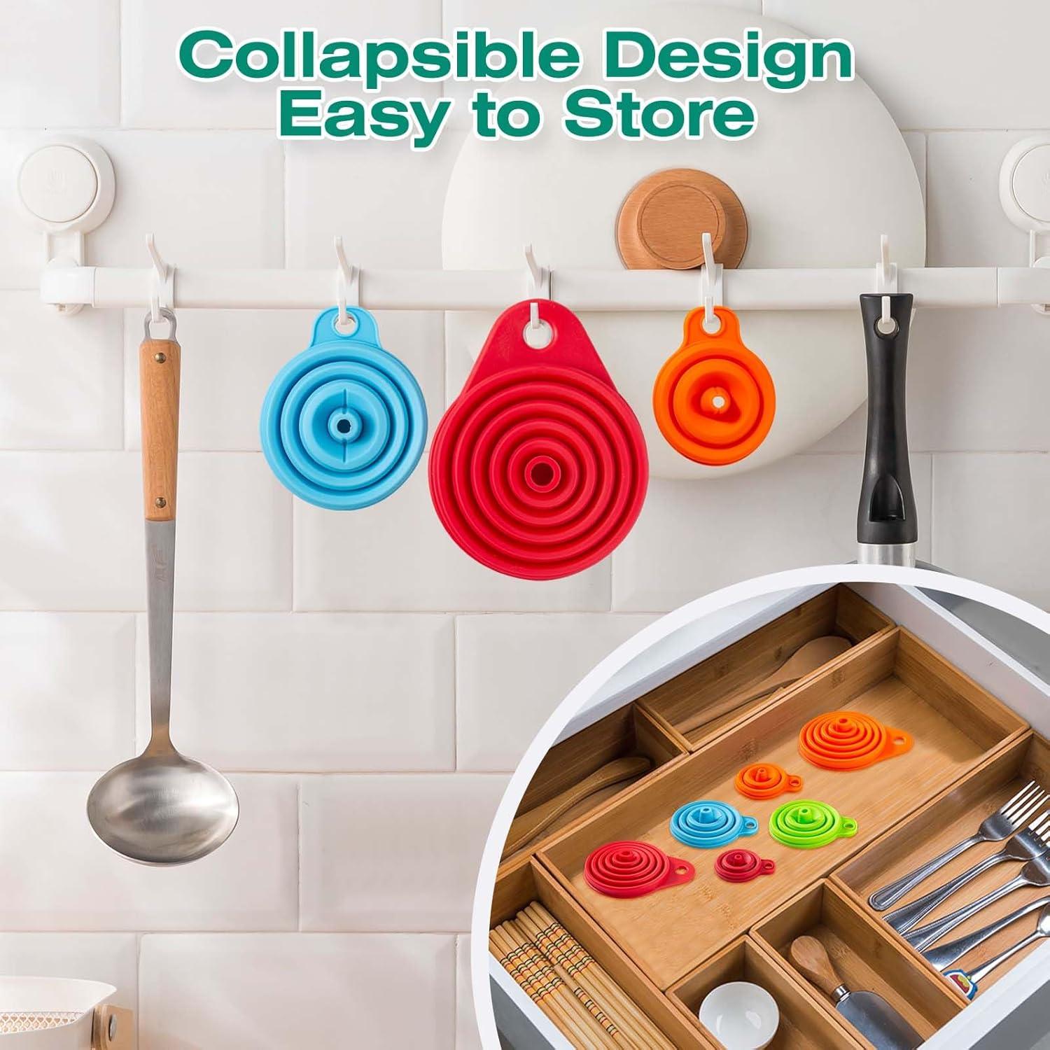 Juego de 6 Embudos de Silicona KALAVE Plegables Multicolor