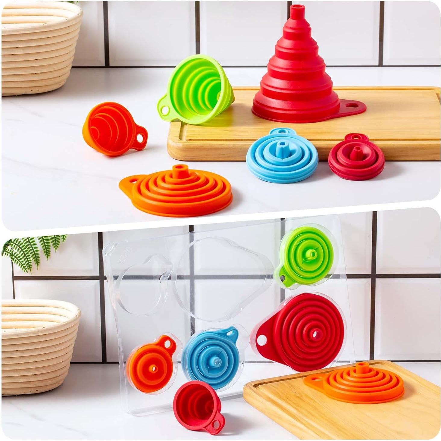 Juego de 6 Embudos de Silicona KALAVE Plegables Multicolor