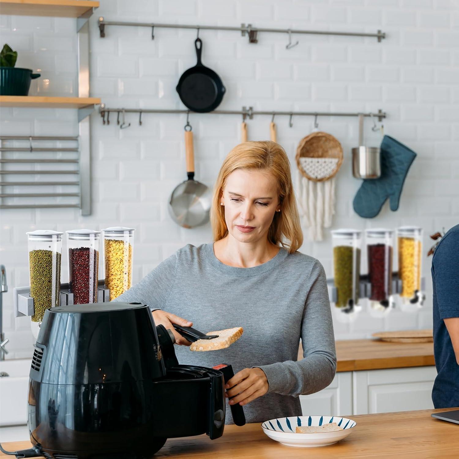 Dispensador de Cereal Nitial Triple Montado en Pared 5.4L