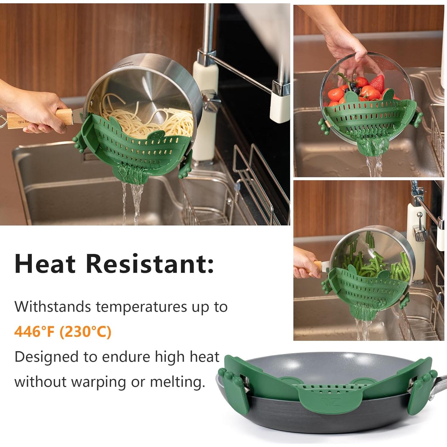 Colador Plegable de Silicona Li & Zhao 25.4x14.7cm Verde