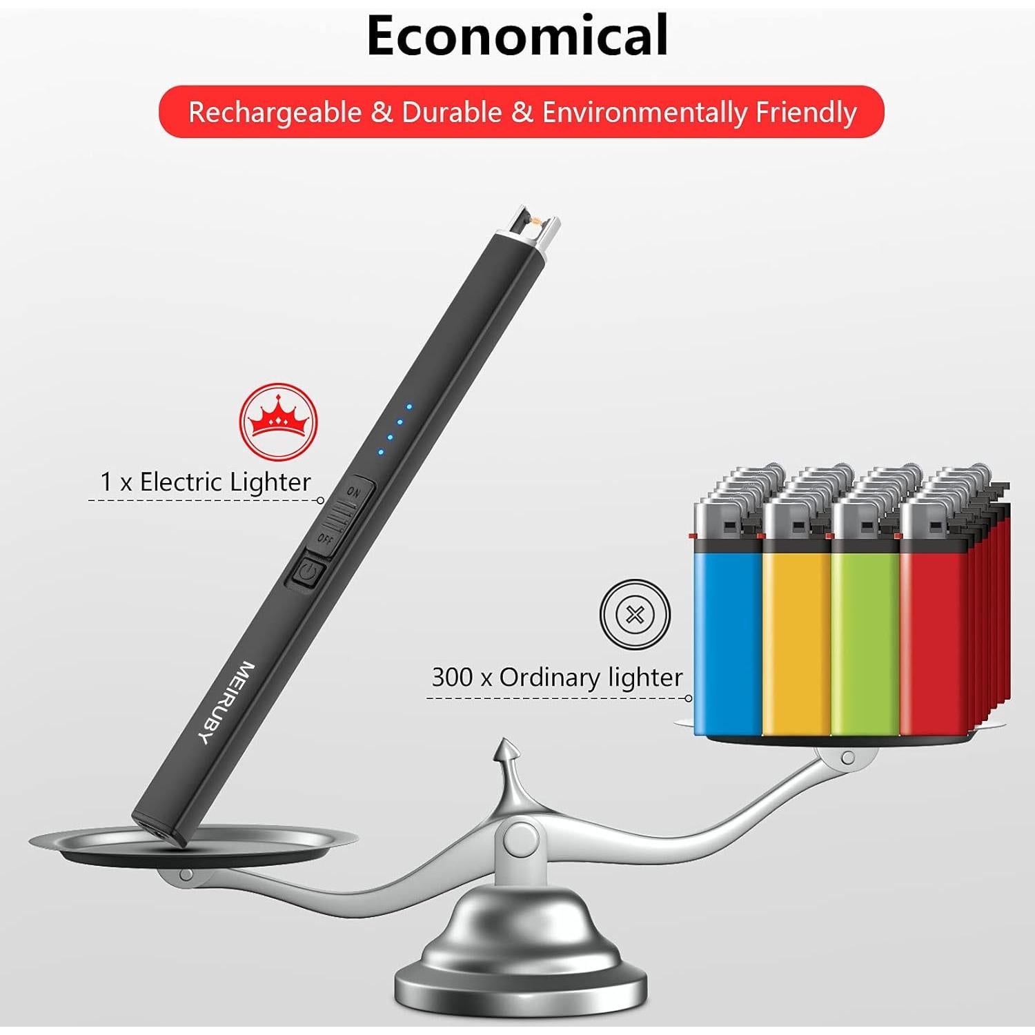 Encendedor Eléctrico Recargable MEIRUBY M-13 Negro a Prueba de Viento